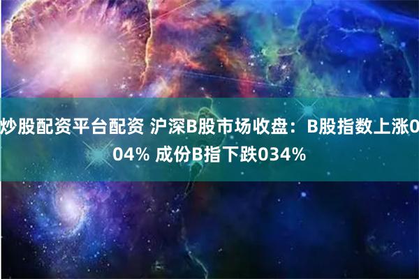 炒股配资平台配资 沪深B股市场收盘：B股指数上涨004% 成份B指下跌034%
